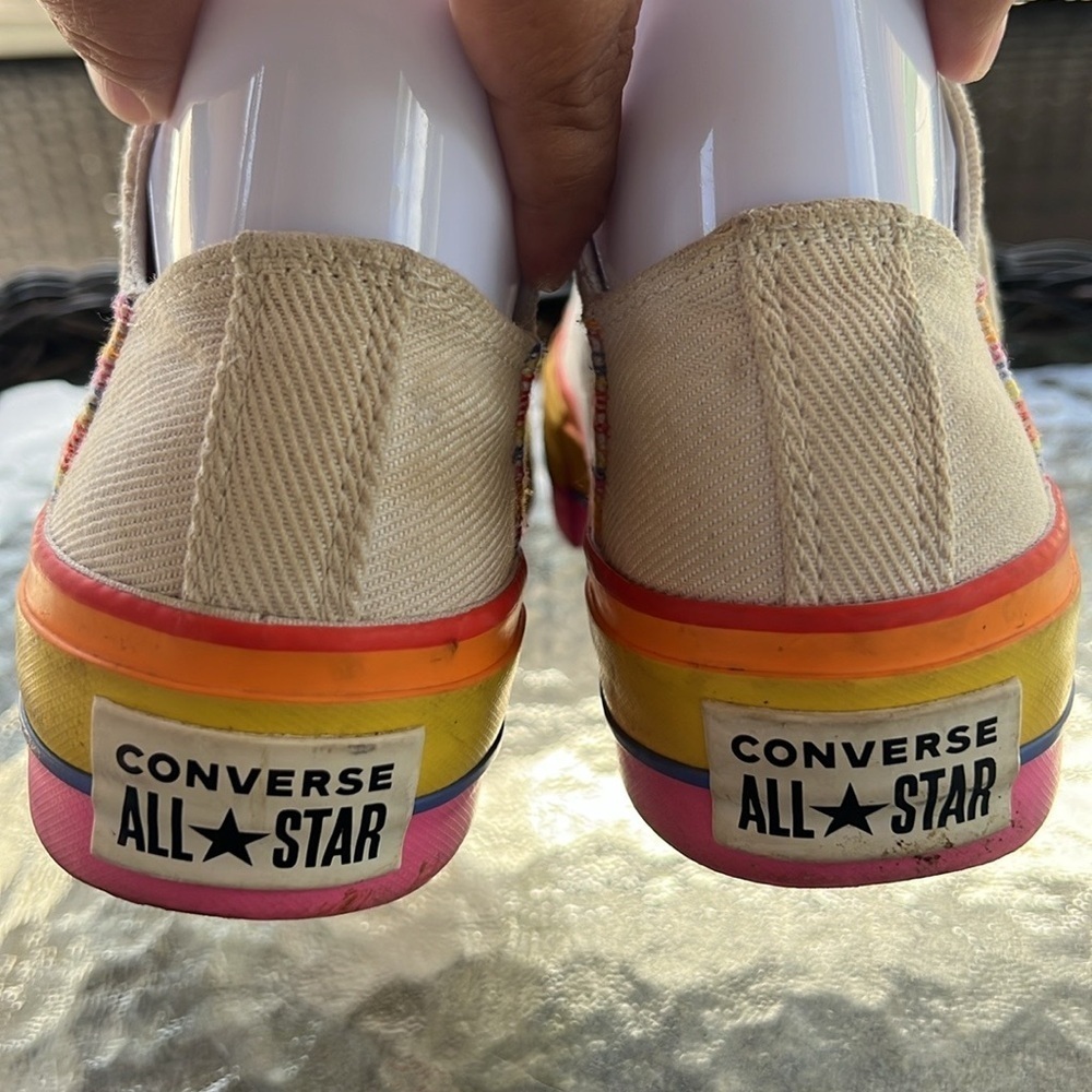 Converse Chuck Taylor All Star Low Top Rainbow Platform Sneaker Summer 5.5 - Picture 4 of 11